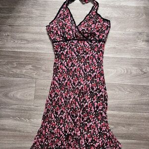 Angie Pink and Black Floral Maxi Dress
